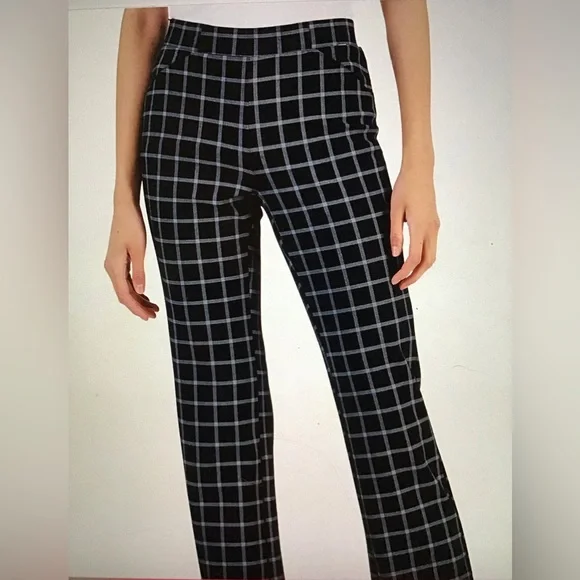 NWT Women’s Plaid Ponté-Knit Boot-Cut Pull-On Pants - Picture 4 of 16